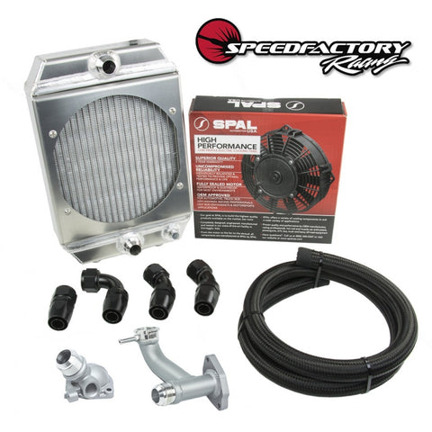 SpeedFactory Race Radiator Combo Kit -16an Hose, Fittings, Fill Neck and Thermostat Housing